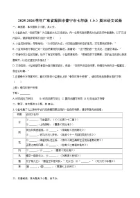 2025-2026学年广东省揭阳市普宁市七年级（上）期末语文试卷-自定义类型