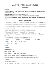 浙江省湖州市2025-2026学年七年级上学期期中语文试题（含答案）（含解析）