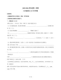 广东省河源市东华英文实验学校2025~2026学年七年级上学期12月月考语文试卷(含答案)