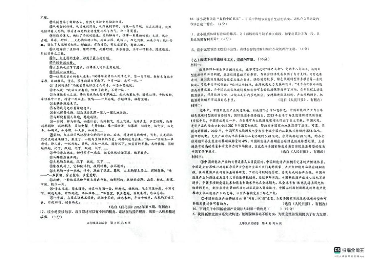 吉林省吉林市永吉县2025-2026学年九年级上学期期末考试语文试卷(含答案)第2页