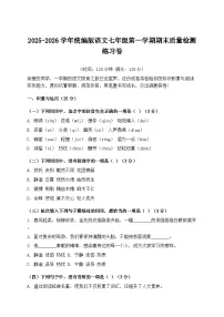 2025-2026学年统编版语文七年级第一学期期末质量检测练习卷