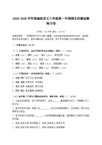 2025-2026学年统编版语文八年级第一学期期末质量检测练习卷