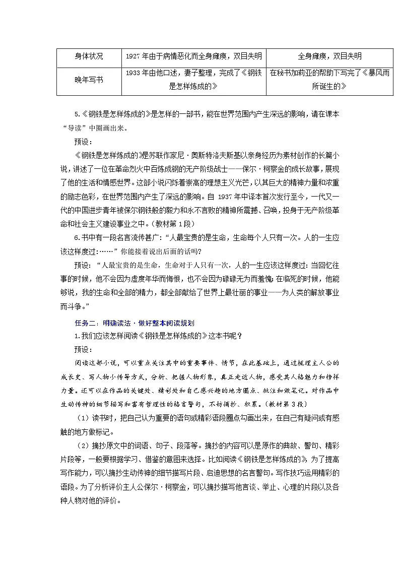 烈火淬炼钢铁志 信念铸就生命光——《整本书阅读〈钢铁是怎样炼成的〉》教学设计-人教版(2024)语文 七年级下册第3页
