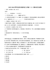 2025-2026学年北京市通州区九年级（上）期末语文试卷-自定义类型