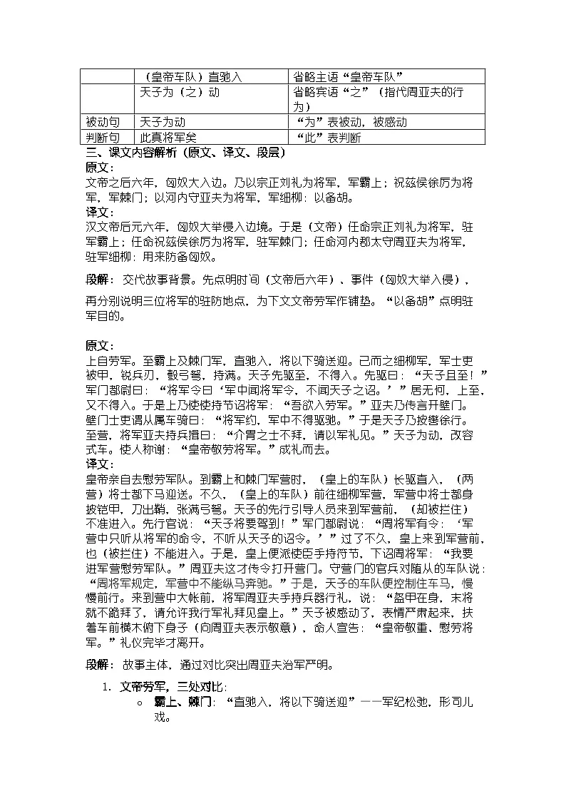 人教版部编新教材八年级上册语文《周亚夫军细柳》知识清单第3页