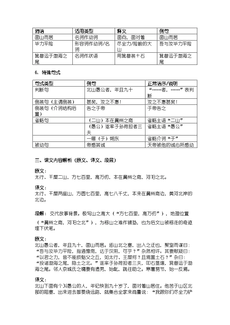 人教版部编新教材八年级上册语文《愚公移山》知识清单第3页