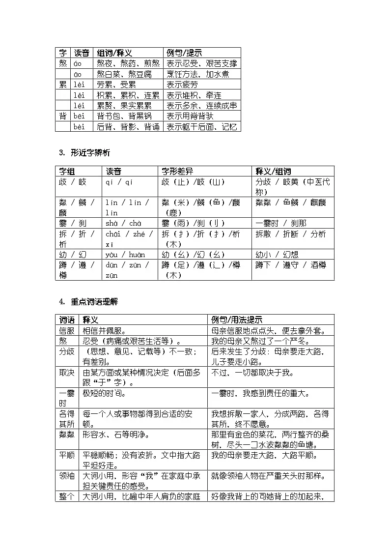 人教版部编版新教材七年级上册语文第6课《散步》知识清单第2页