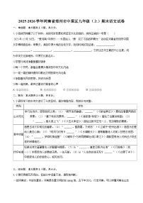 2025-2026学年河南省郑州市中原区九年级（上）期末语文试卷-自定义类型