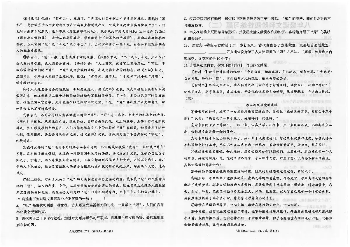 广东省汕头市潮南区陈店实验学校等校联考2024-2025学年八年级上学期12月月考语文试题第2页