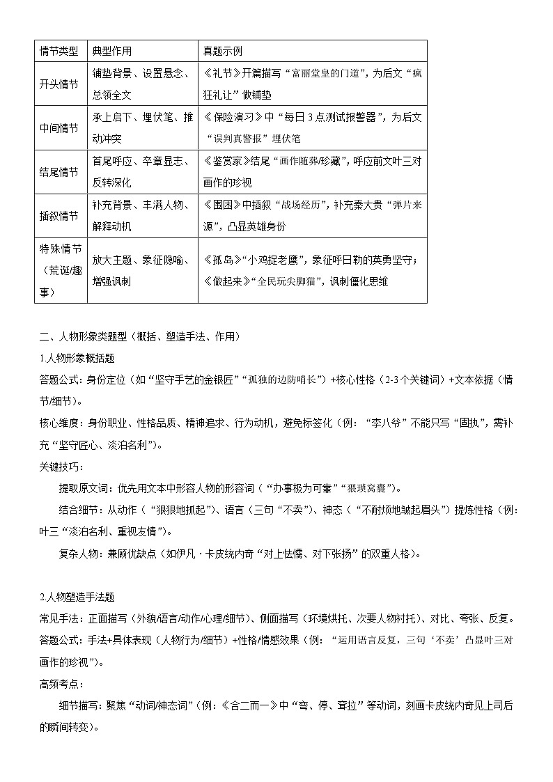 2026年中考语文一轮复习:小说阅读 答题技巧+一模真题练习题汇编(含答案解析)第2页