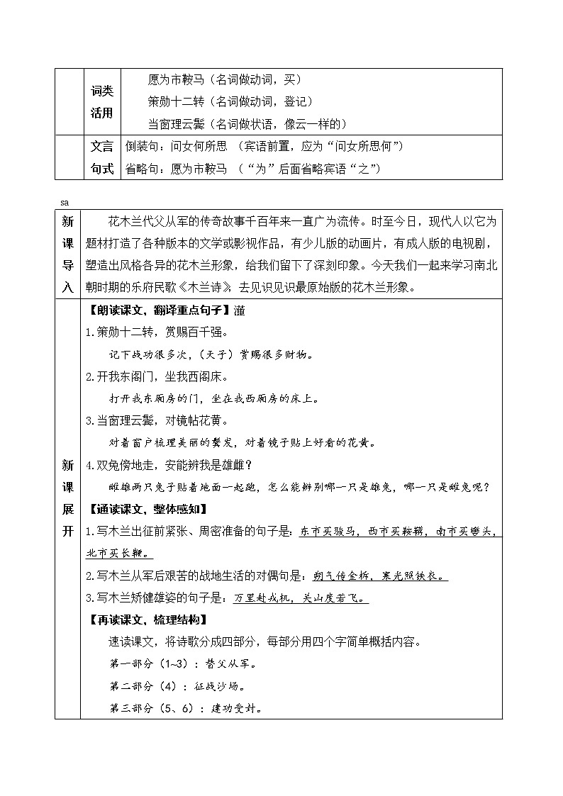 8《木兰诗》教案第3页