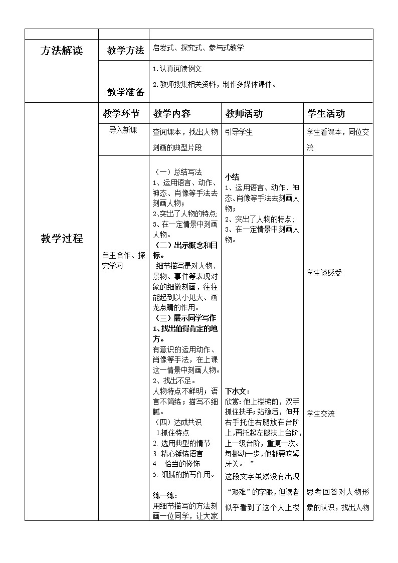 第三单元 作文指导:细节描写——让人物鲜活的钥匙 教案02