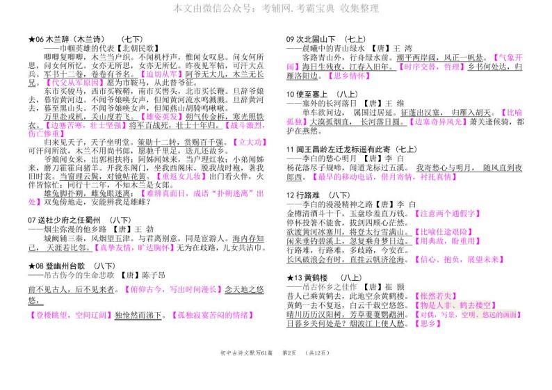 WM_初中生必背63篇古诗文（2017修正版） 学案02