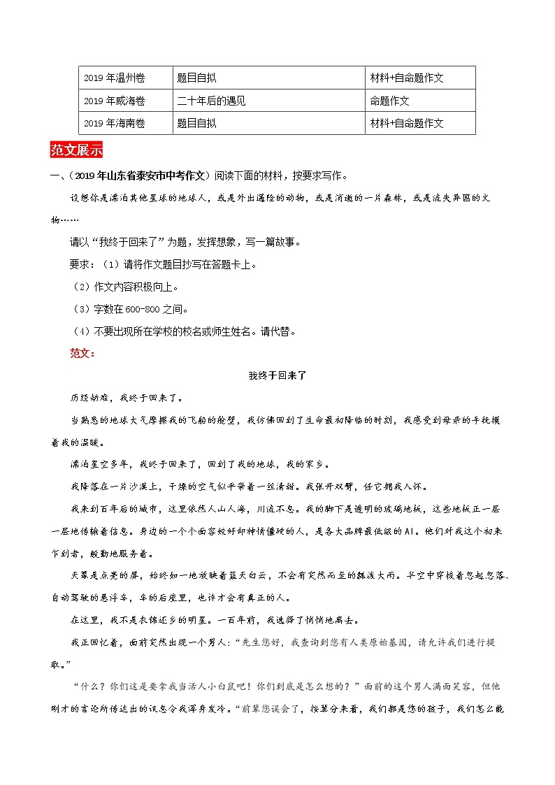 2020年中考语文考前必背满分作文九02