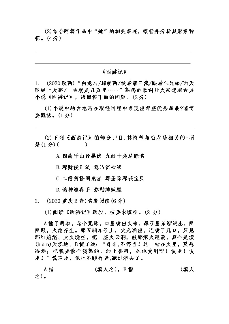 名著阅读2020年中考真题训练（含答案）02