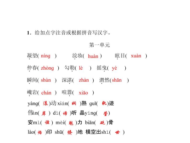 （语文版）八年级语文上册专题一语音与汉字习题课件02