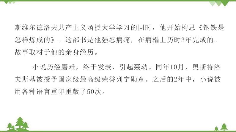 中考语文专项复习名著阅读《钢铁是怎样炼成的》 理想的旗帜与人生教科书 讲练课件06