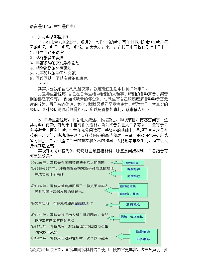 《写作——怎样选材》优课创新教学设计第2页