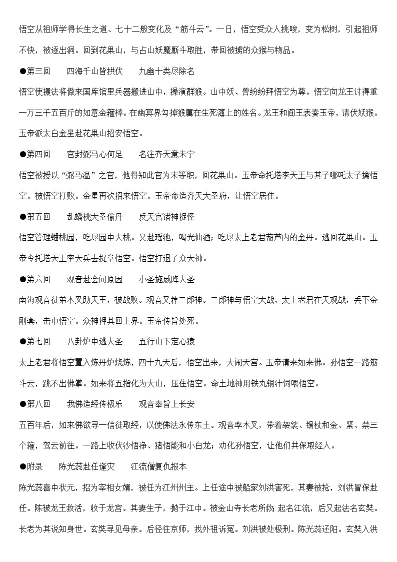 《西游记》每回故事梗概第3页