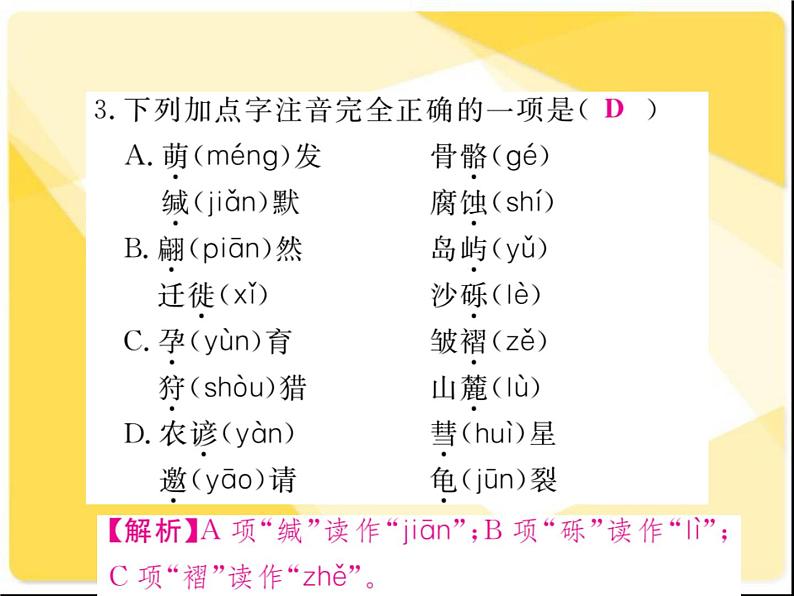 2021届新人教版八年级语文下册专题一:字音字形习题课件04