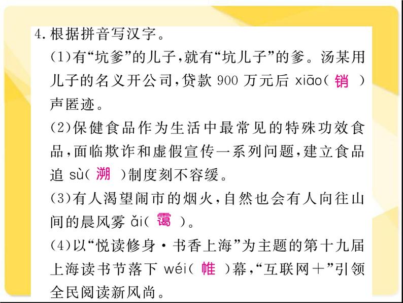 2021届新人教版八年级语文下册专题一:字音字形习题课件05
