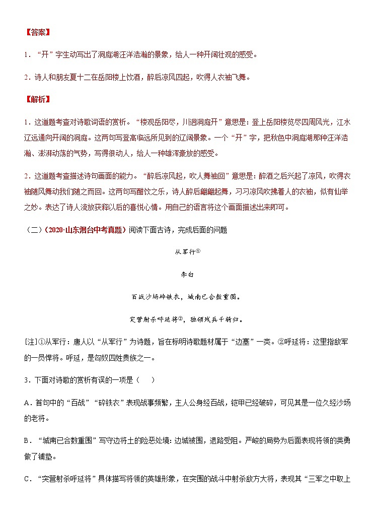 重点难点05 诗词赏析(解析版)第2页