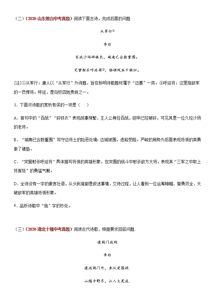 重点难点05 诗词赏析(原卷版)第2页