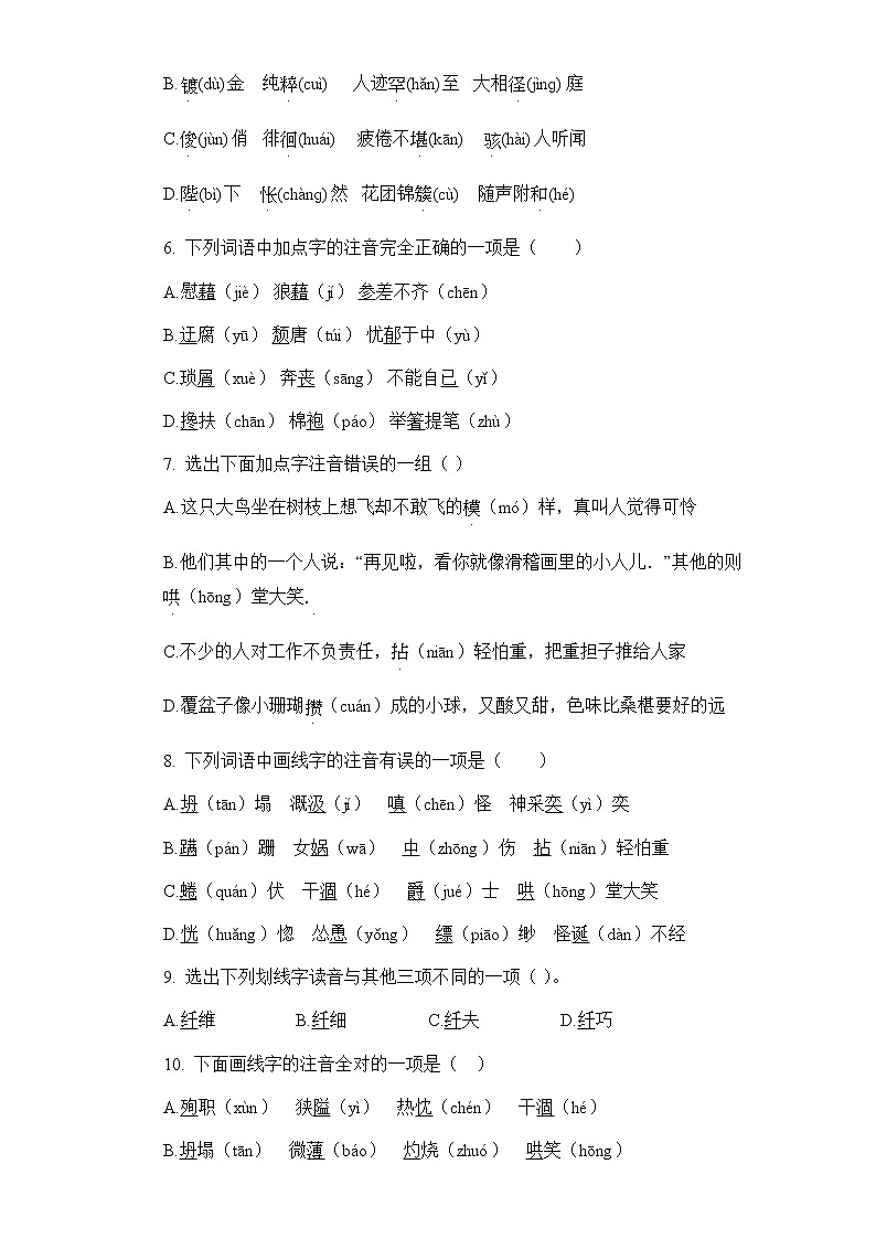 2021年河南中考三轮冲刺提分训练:字音(含答案)第2页