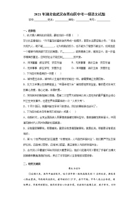 2021年湖北省武漢市青山區(qū)中考一模語文試題(word版含答案）