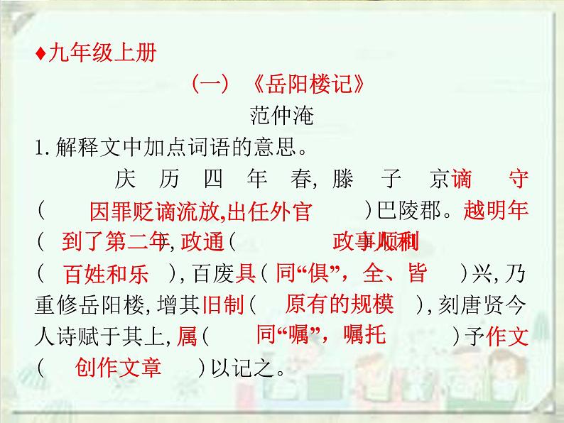 2020届中考语文总复习课件:第二部分 阅读 课内文言文阅读(九上)(共30张PPT)02
