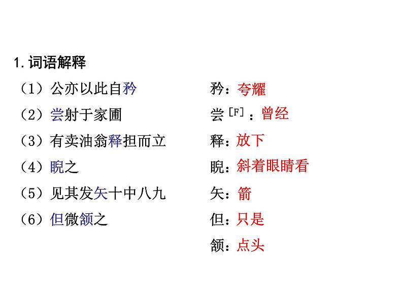 部编版语文七年级下册卖油翁 练习 课件第3页