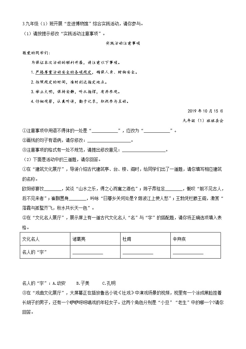 精品解析:安徽省2020年中考语文试题(原卷版)02