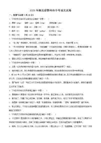 精品解析：湖北省鄂州市2020年中考语文试题（原卷版）