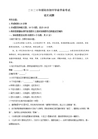 精品解析：黑龍江省綏化市2020年中考語文試題（原卷版）