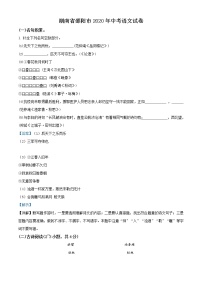 精品解析：湖南省邵阳市2020年中考语文试题（解析版）