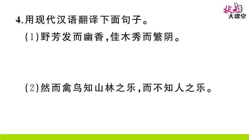 人教部编语文九年级上11 醉翁亭记 作业课件第5页