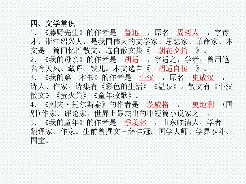 2018年滨州市中考语文一轮复习课件:八下现代文(共28张PPT)07
