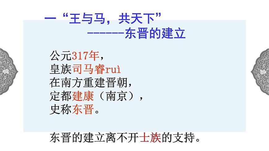 4.1.2 政權(quán)分立與民族交融：東晉南朝政局與江南地區(qū)的開發(fā) 課件 初中歷史與社會人教版八年級上冊（2021年） 第3頁