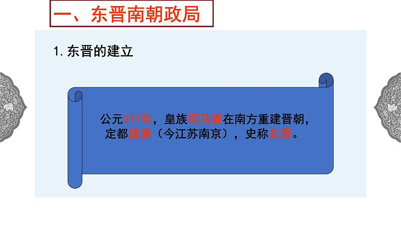 4.1.2 政权分立与民族交融:东晋南朝政局与江南地区的开发 课件 初中历史与社会人教版八年级上册(2021年)第4页