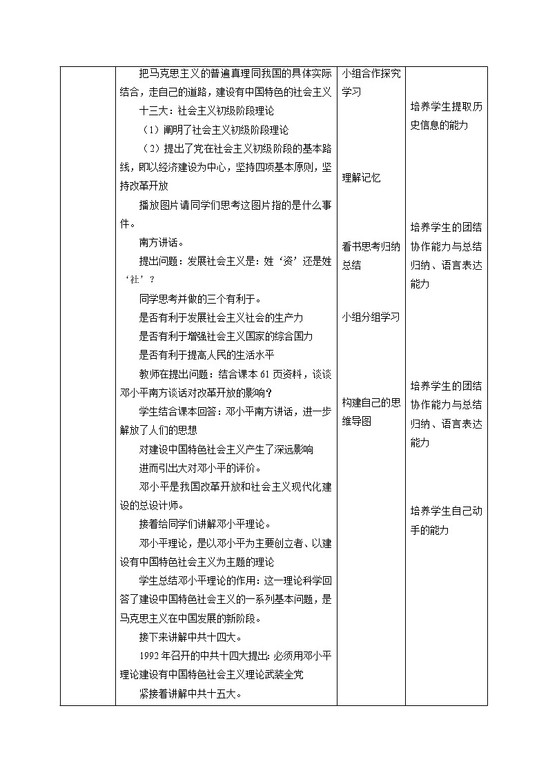 7.1 坚持和发展中国特色社会主义配套教案 初中历史与社会人教版九年级下册(2022年)02