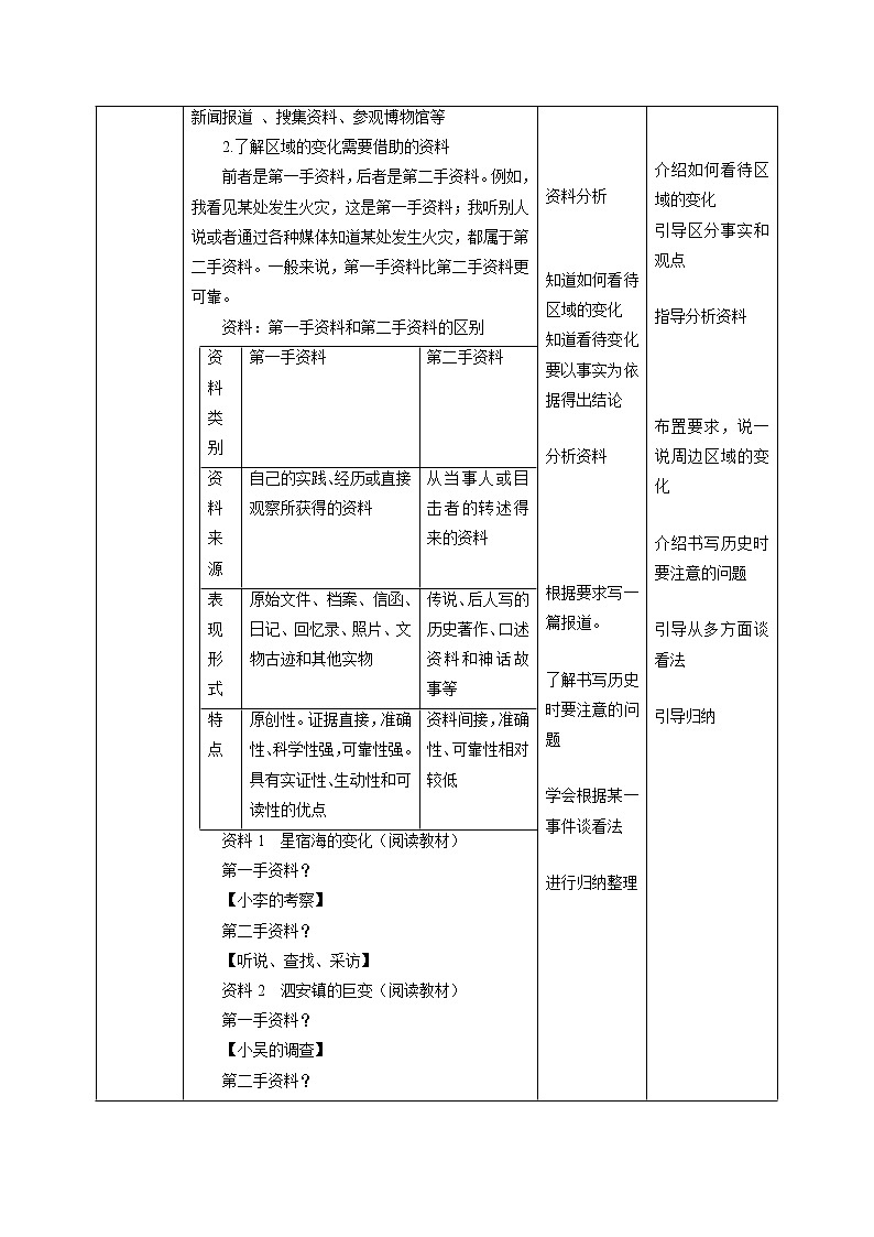 综合探究七 区域的变化 同步教案 初中历史与社会人教版七年级下册(2022年)第2页