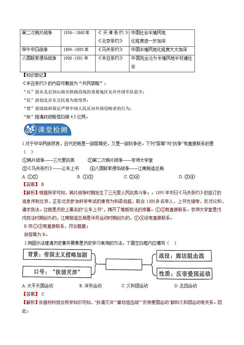 8.1.4 民族危机与中国人民的英勇抗争:义和团运动与八国联军侵华战争 课时学案 初中历史与社会人教版八年级下册(2022年)第2页