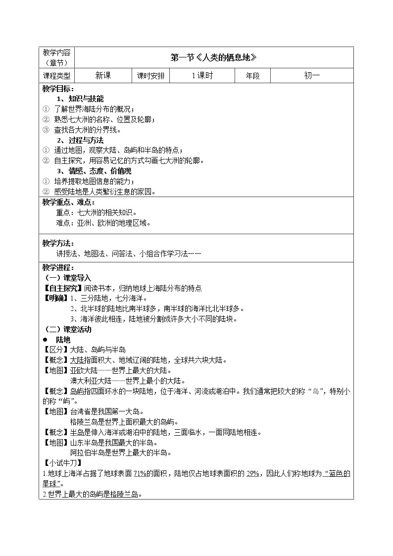 七年级历史与社会上册 2.1.1人类的栖息地  课件+练习（人教版新课标）01