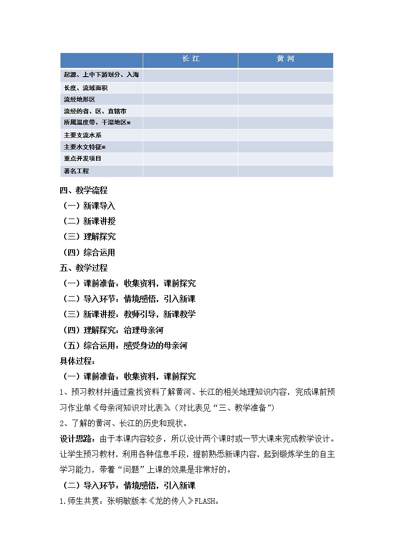 人教版历史与社会下册第五单元中国各族人民的家园第二课山川秀美第三课时《母亲河》教案03