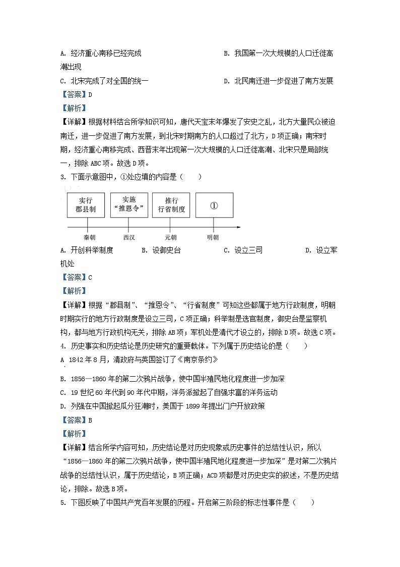 2022年山东省泰安市中考历史真题(解析版)02