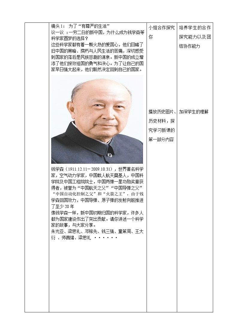 人教版(新课标)历史与社会九下综合探究六: 感受新中国的精神力量教案02