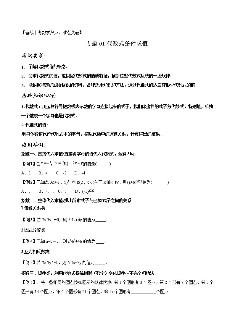 第1.1讲 代数式条件求值-备战中考数学热点难点突破(学生版)第1页