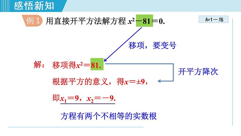 人教版九年级数学上册 21.2.1 用直接开平方法解一元二次方程 课件07