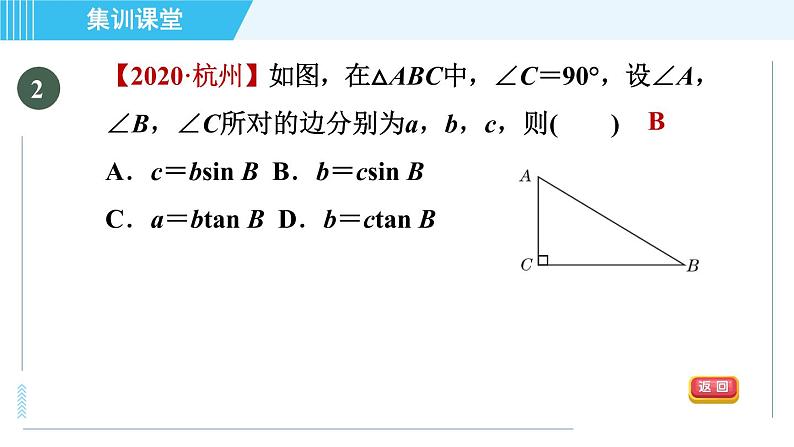 华师班九年级下册数学课件 第24章 集训课堂 测素质 锐角三角函数的计算第3页