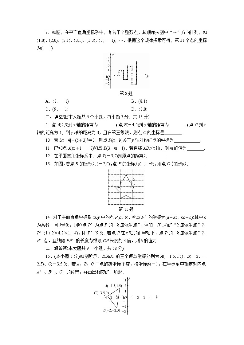 第3章 位置與坐標(biāo) 單元測(cè)試(含答案) 八年級(jí)數(shù)學(xué)北師大版上冊(cè)第2頁